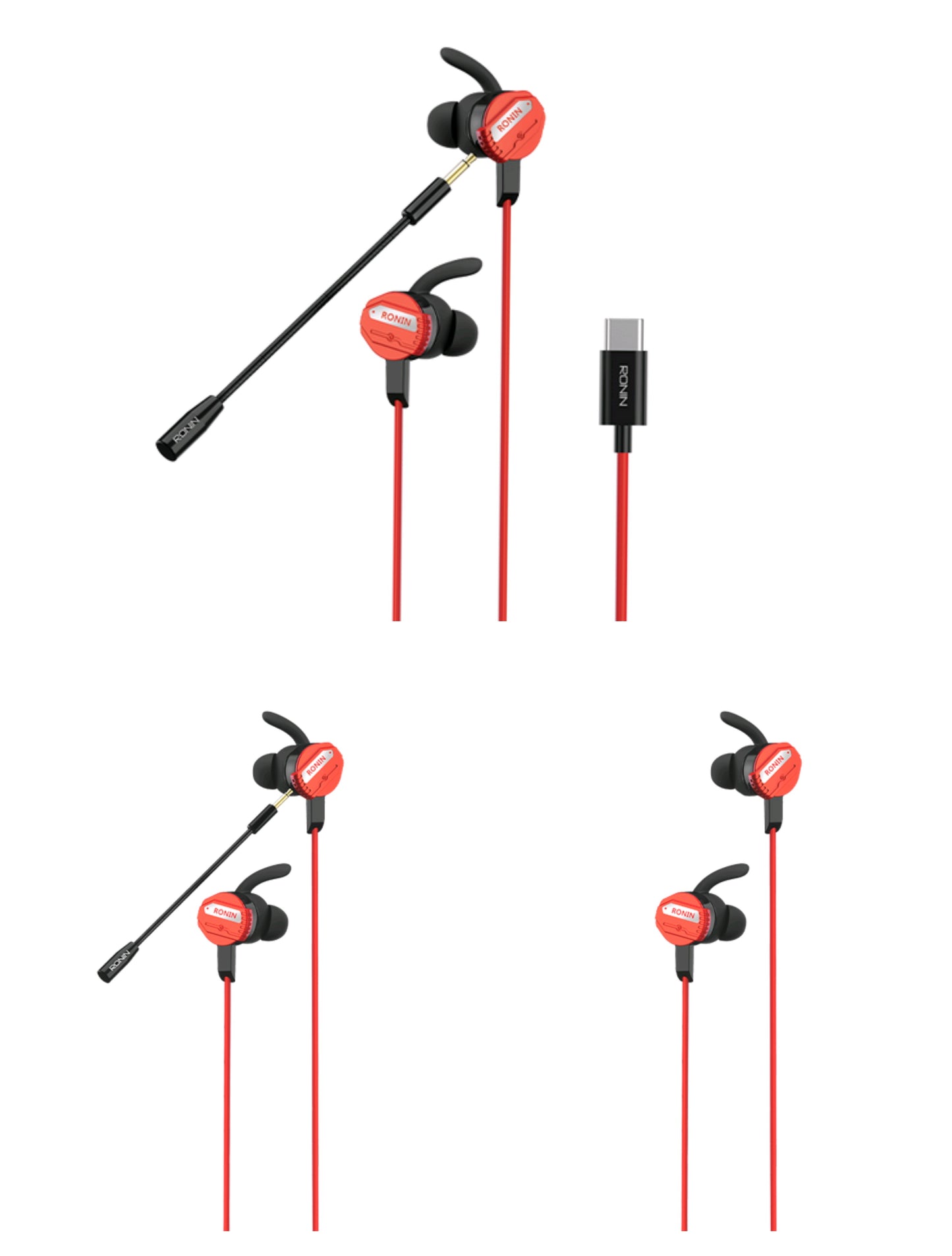 R-007 Gamerz Handsfree | 8D Surround Sound | Gaming Earphones with Mic | Deep Bass | Dual Versions โ Micro 3.5mm & Type-C | Red Stylish Design