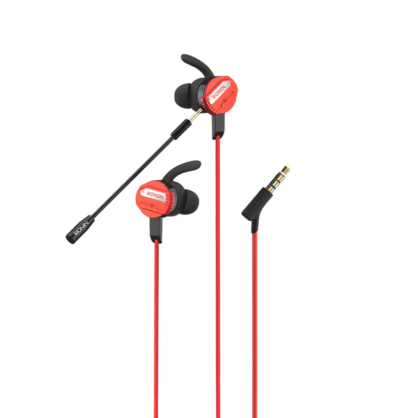R-007 Gamerz Handsfree | 8D Surround Sound | Gaming Earphones with Mic | Deep Bass | Dual Versions – Micro 3.5mm & Type-C | Red Stylish Design