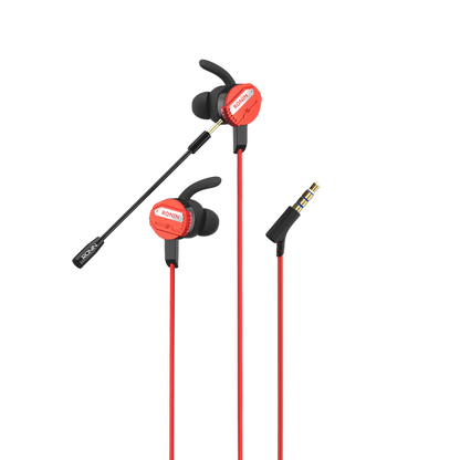 R-007 Gamerz Handsfree | 8D Surround Sound | Gaming Earphones with Mic | Deep Bass | Dual Versions – Micro 3.5mm & Type-C | Red Stylish Design