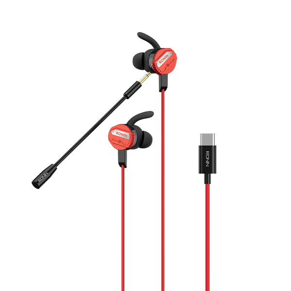 R-007 Gamerz Handsfree | 8D Surround Sound | Gaming Earphones with Mic | Deep Bass | Dual Versions – Micro 3.5mm & Type-C | Red Stylish Design