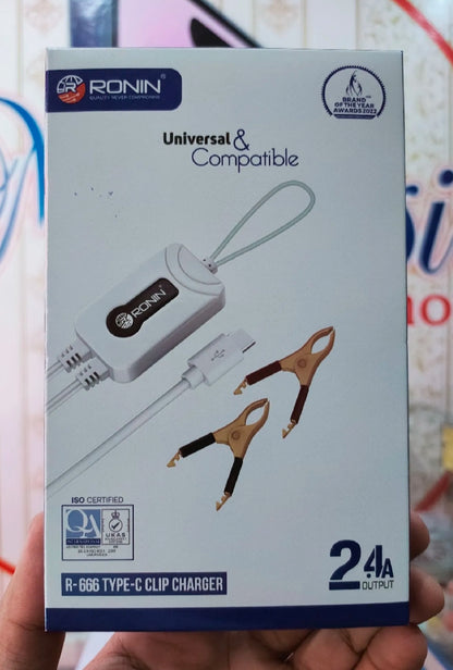 RONIN R-666 Clip Battery Solar Charger | 12V Battery Charger | 2.4A Output | Micro & Type-C Versions | Compact & Safe Design