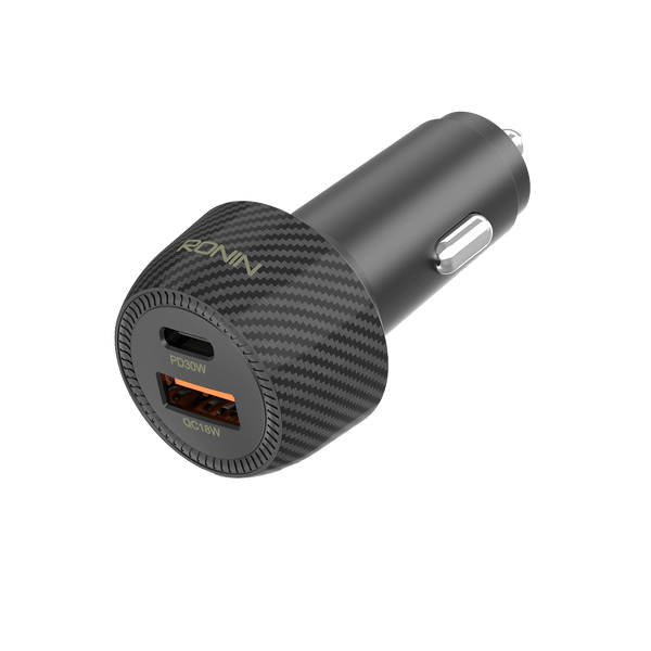 RONIN Nos R-2505 Car Charger | 48W Dual Port (QC 18W + PD 30W) | Fast Car Adapter for iPhone, Samsung, Vivo, Oppo & More | Smart Safe Charging