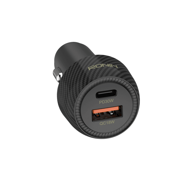 RONIN Nos R-2505 Car Charger | 48W Dual Port (QC 18W + PD 30W) | Fast Car Adapter for iPhone, Samsung, Vivo, Oppo & More | Smart Safe Charging